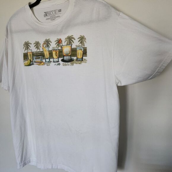 Newport Blue Mens White Graphic T-Shirt Short Sleeve Size XL - Picture 5 of 5